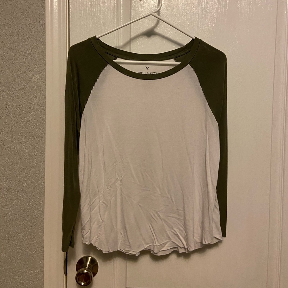 Green American Eagle Baseball Tee